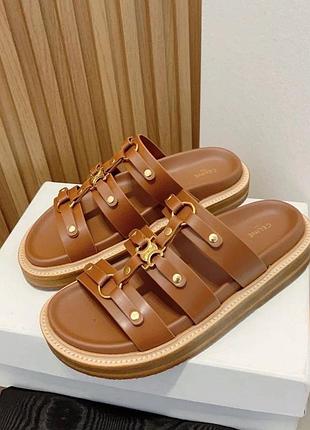 Жіночі шкіряні шльопанці босоніжки celine