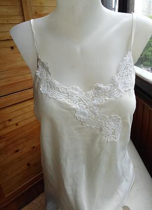 Шелковая майка с вышивкой ретро винтаж шелк