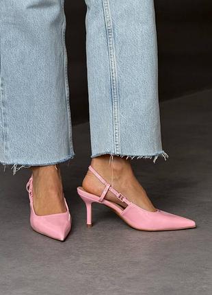 Слінгбеки мюлі туфлі рожеві босоніжки туфлі на підборі каблуці