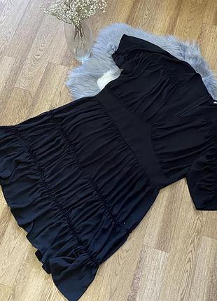 Актуальна чорна ярусна сукня з імітацією корсету батал/великий розмір