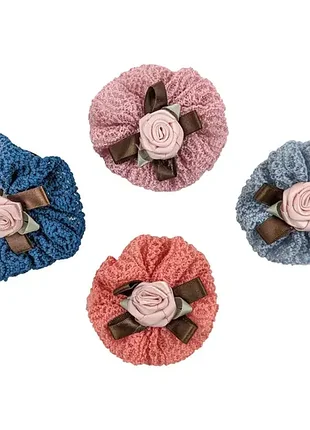 Заколка резинка в'язана квітка 12-160