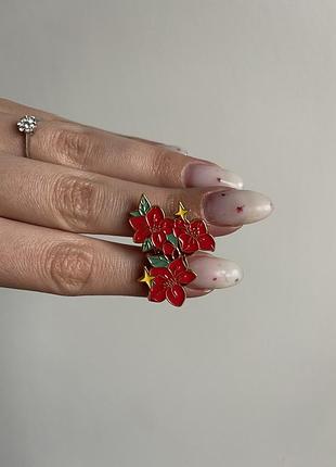 Пін значок металевий брошка червоні лілії зіркової ночі