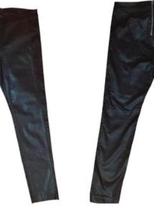 Комбинированные кожаные брюки скинни