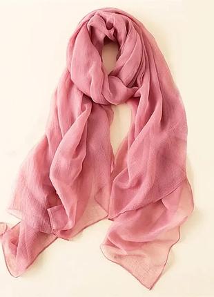 Рожевий прозорий шарф палантин квіти сердечка