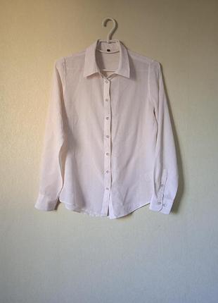 Шовкова блузка, сорочка біло-рожева