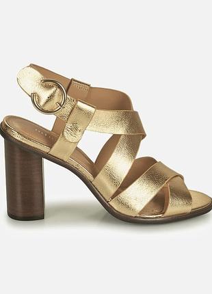 Кожаные блестящие босоножки на толстых каблуках на массивном каблуке minelli 🇫🇷 37 размер