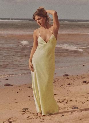 Атласна сукня жіноча жовта zara new