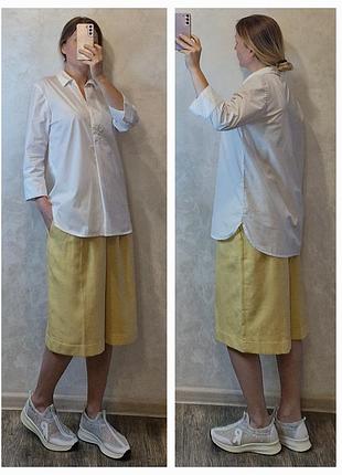 Белая коттоновая рубашка прямого свободного кроя opus