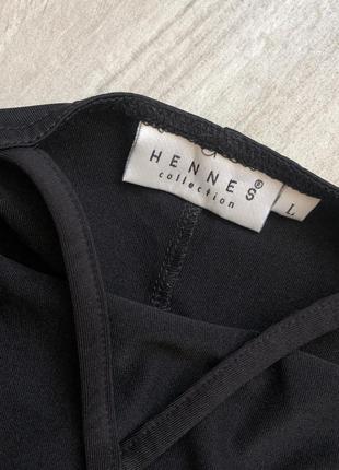 Чёрное классическое платье с открытыми плечами с эластаном h&m hennes5 фото