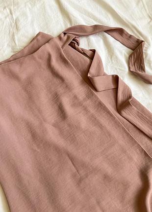 Бежева спідниця міді на запах на затин4 фото