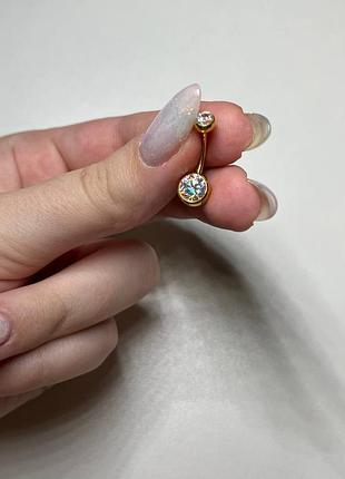 Сережка для пупка з кристалом swarovski – анодований титан, гіпоалергенна