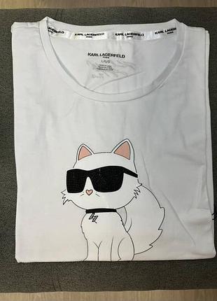 Футболка karl lagerfeld. чорна, біла, червона