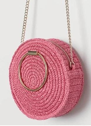 Кругла соломʼяна сумка h&m