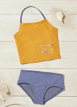 Синьо-жовтий літній роздільний купальник (топ+плавки) на дівчинку 158/164 (12-14 років) роздільний