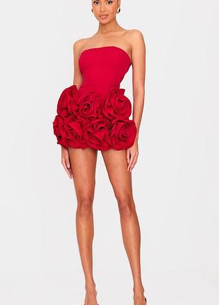 Распродажа комбез prettylittlething ромпер с объемными цветами платье с шортами
