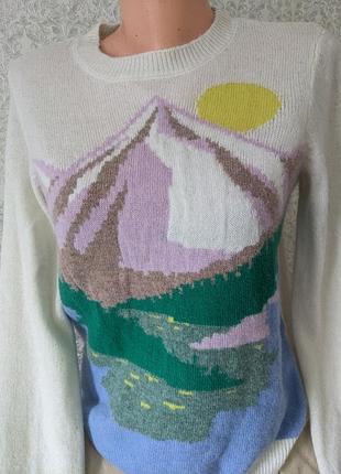 Manor мирер из шерсти женский белый с аппликацией шерстяной с вяточный джемпер кофта размер s xs