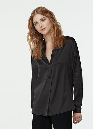 Темно-синий блузон шёлк спущенный рукав блуза блузка рубашка шелковая falconeri