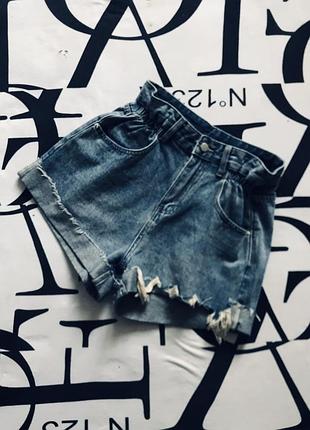 Джинсові шорти з високою посадкою