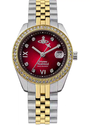Оригінальний годинник vivienne westwood orb burgundy 29mm кварцовий з коробкою золотий срібний червоний вів'єн вествуд