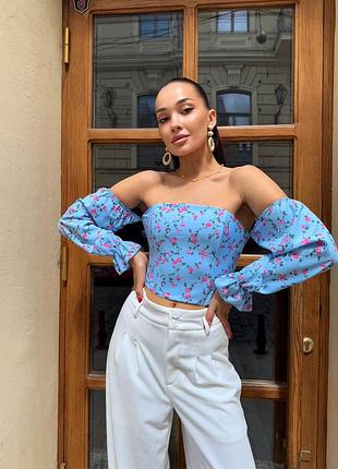 Корсетный топ с длинными рукавами