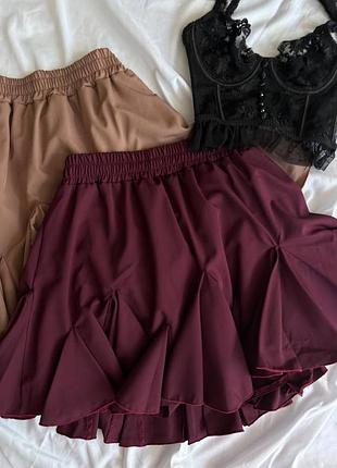 Оригінальна спідниця - шорти міні софт з воланами на резинці стильна юбка