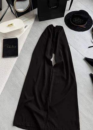 Женские брюки из натуральной ткани штапели свободного кроя палаццо брючки брюки черные