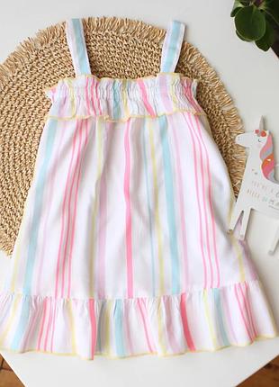Летнее белое платье сарафан в полоску monsoon на девочку 6-12 мес
