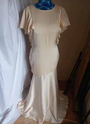 Новое атласное платье макси с завязками на спине и рыбьим хвостом 50-52 размер boohoo