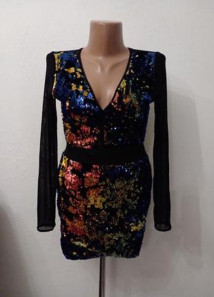 Вечірній костюм спідниця + боді в паєтки  monique