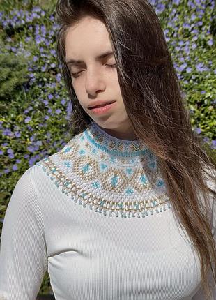 Широка криза на шию з бісеру на намистин лемківська кривулька намисто силянка