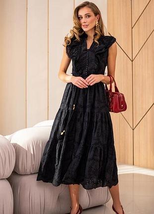 Летнее платье из прошвы с рюшами