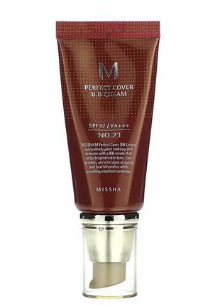 Missha, m perfect cover, bb-крем, spf 42 pa+++, оттенок 23 натуральный бежевый, 50 мл