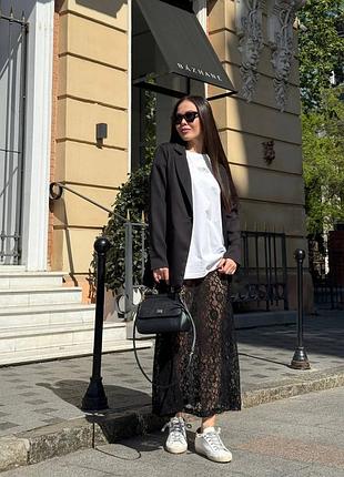 🌈 чорна, біла! трендова ажурна спідниця чорна жіноча довга міді миди ажур гіпюрова гіпюр
