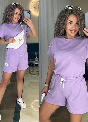 Якісний літній жіночий костюм футболка і шорти зі стрілками базовий комплект однотонний