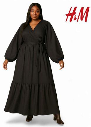 🖤 довге оверсайз чорне плаття h&m з красивим широким рукавом