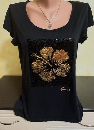 Футболка жіноча guess 100% котон чорний колір m-l