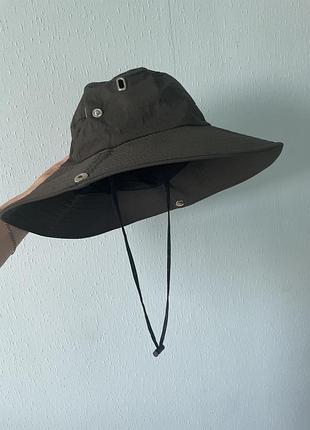 Панама кольору хакі з широкими полями5 фото