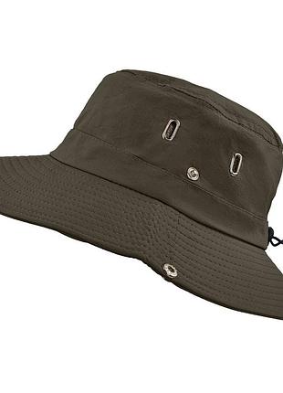 Панама кольору хакі з широкими полями7 фото