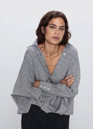 Zara massimo dutti сорочка оверсайз у клітинку