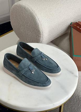 Женские синие лоферы loro piana