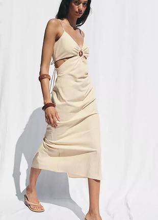 Сукня льняна бежева zara