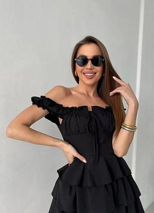 Стильна літня жіноча сукня-комбінезон чорна s m l