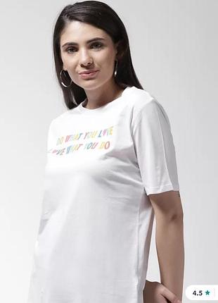 Футболка біла бавовняна з чудовим написом marks&spenser pure cotton love slogan розмір л