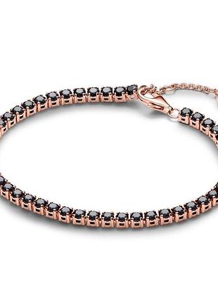 Оригинальный серебряный браслет пандора pandora 581469c02 100% оригинал с черным камнем дорожка новое с биркой розовое золото серебро проба ale met