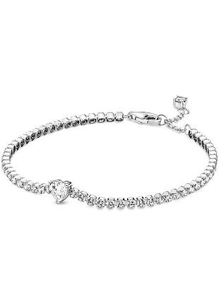 Оригинальный серебряный браслет пандора pandora 590041c01 100% оригинал с камнем тенниска теннисный сердце новое с биркой серебро проба 925 ale