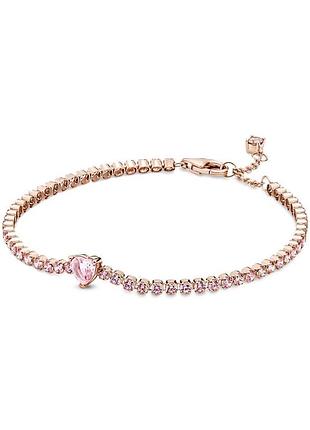 Оригинальный серебряный браслет пандора pandora 580041c01 100% оригинал дорожка сердце новое с биркой розовое золото серебро проба ale met