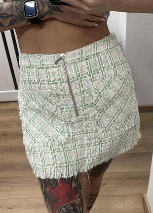Спідниця-шорти  твідова zara 💚🤍💚
