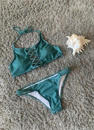 Стильний зелений купальник