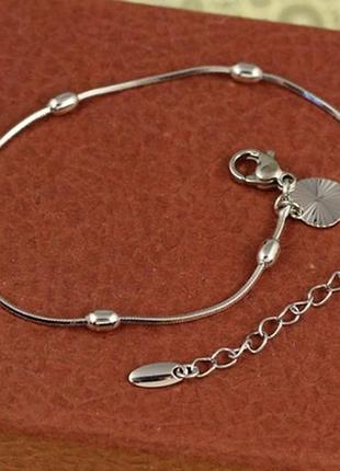 Браслет xuping jewelry жгут с овальными шариками 17 см 3 мм серебристый