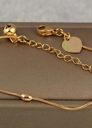 Браслет xuping jewelry жгут с овальными шариками 17 см 3 мм золотистый